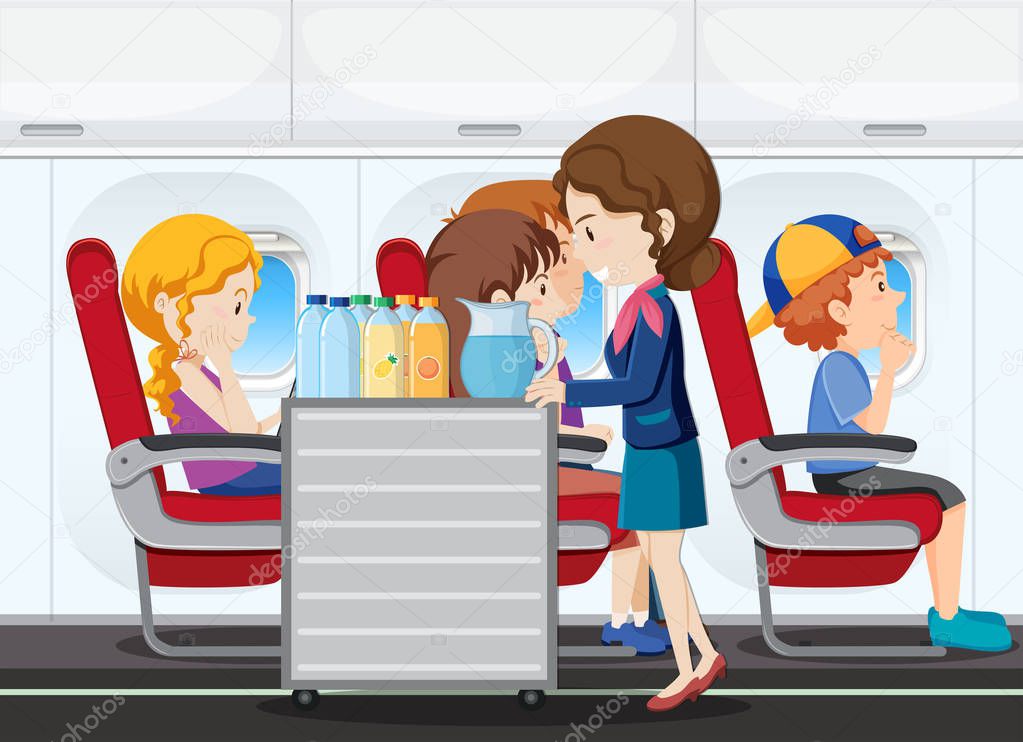 A service on the airplane illustration