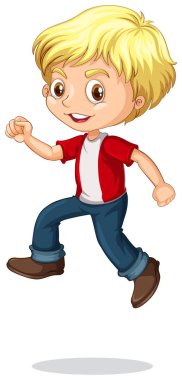 Sarışın bir çocuk illüstrasyon atlama