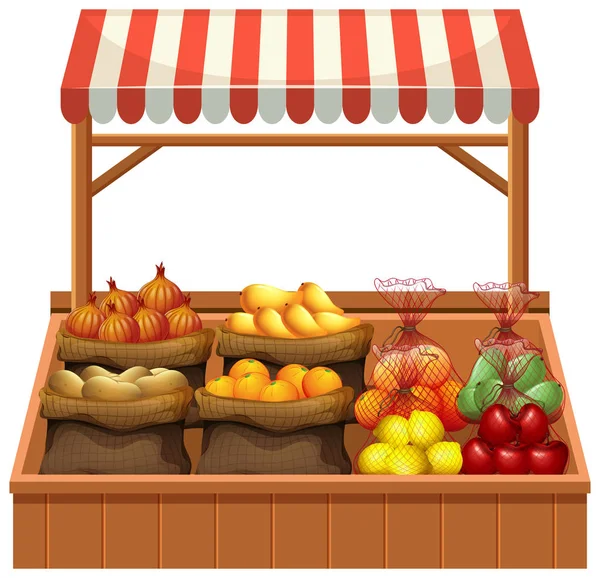 Isolated Fresh Vegetable Stall Illustration — Stock Vector