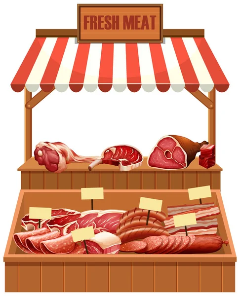 Isolated Fresh Meat Stall Illustration — Stock Vector