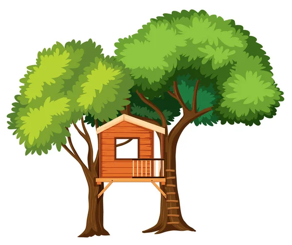 Isolated Tree House White Background Illustration — Stock Vector