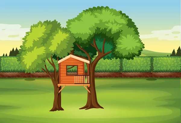 自然の図の木の家 — ストックベクタ