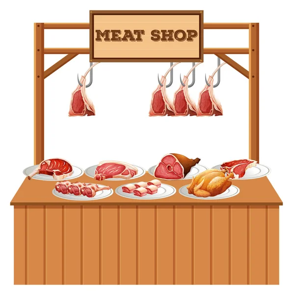 Daging Terisolasi Warung Pada Ilustrasi Latar Belakang Putih - Stok Vektor