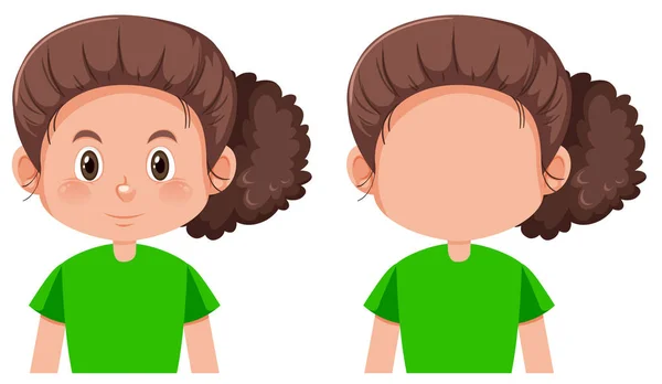 Set Brunette Girl Character Illustration — Stock Vector