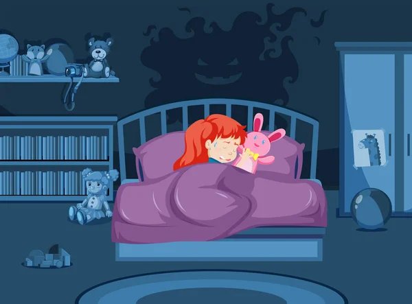 Girl Having Nightmare Illustration — Stock Vector