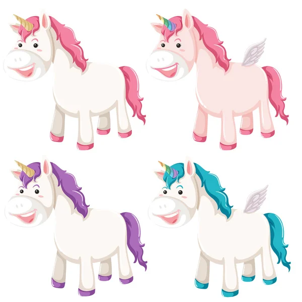 Set Different Unicorn Illustration — Stock Vector