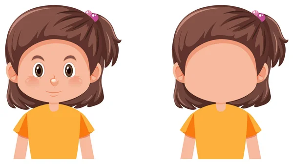 Set Von Brünetten Mädchen Charakter Illustration — Stockvektor