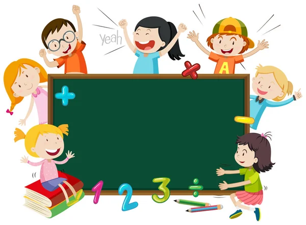 Kinderen Blackboard Banner Afbeelding — Stockvector