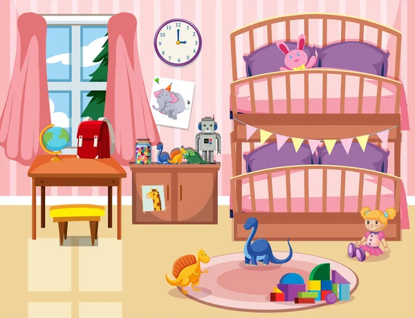 Ein Kind Schlafzimmer Hintergrund Illustration — Stockvektor