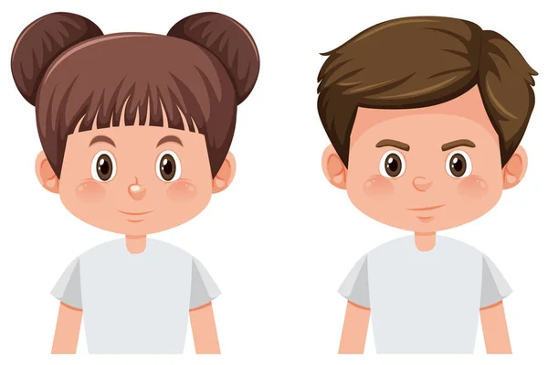 Set Brunette Male Female Character Illustration — Stock Vector