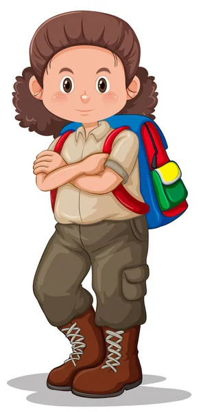Brunette Girl Scout Character Illustration — Stock Vector