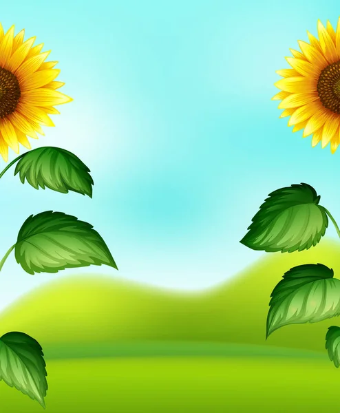 Sonnenblume Auf Verschwommenem Hintergrund Illustration — Stockvektor