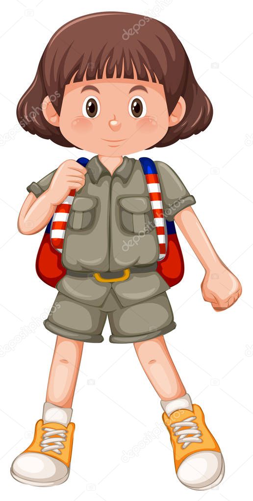 A brunette girl scout character illustration