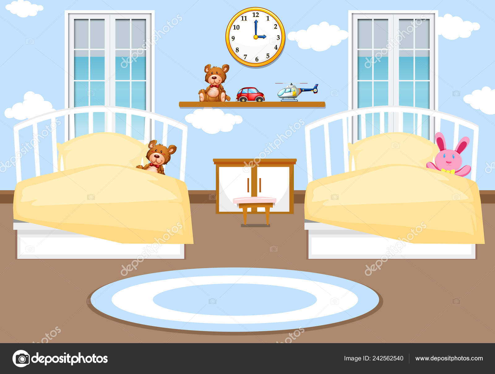 Interior Kids Bedroom Background Illustration Stock Vector Image by  ©blueringmedia #242562540