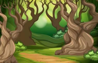  Tropikal yağmur ormanları arka plan illüstrasyon