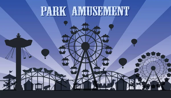 Silhouette Amusement Park Template Illustration — Stock Vector