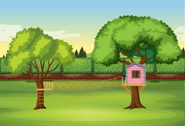 Tree House Bilden Natur Park — Stock vektor