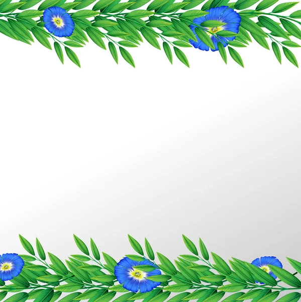 Illustration Bordure Nature Fleur Bleue — Image vectorielle