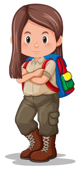 Ein Mädchen Scout Charakter Illustration — Stockvektor