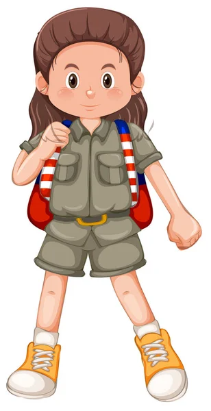 Uma Menina Scout Personagem Ilustração — Vetor de Stock