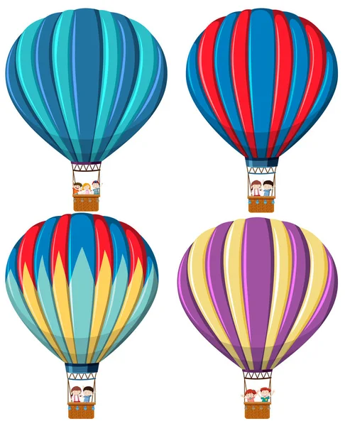 Set Hot Air Balloon Illustration — Stock Vector