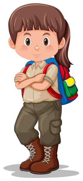 Uma Menina Scout Personagem Ilustração —  Vetores de Stock