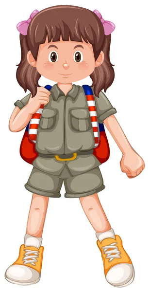 Uma Menina Scout Personagem Ilustração — Vetor de Stock