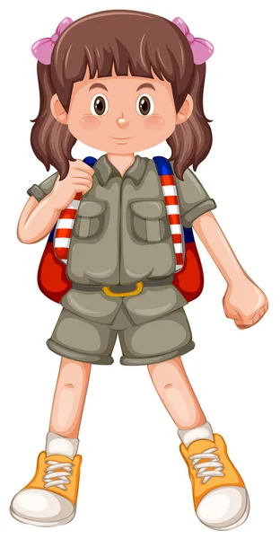 Una Linda Chica Scout Carácter Ilustración — Archivo Imágenes Vectoriales