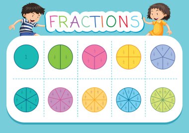 A math fractions worksheet illustration clipart
