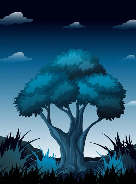 Night Scene Forest Illustration — Stock Vector