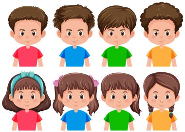 Esmer çocuk ve kız karakter çizimi