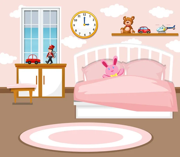 Cute Girl Bedroom Background Illustration — Stock Vector