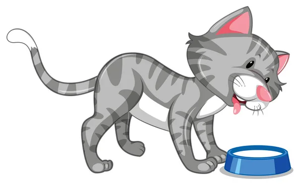 Personaje Gato Comiendo Ilustración — Archivo Imágenes Vectoriales