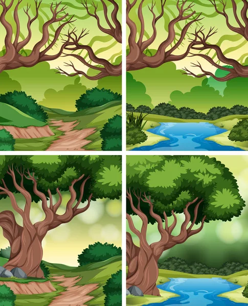 Set Tropical Rainforest Background Illustration — Stock Vector