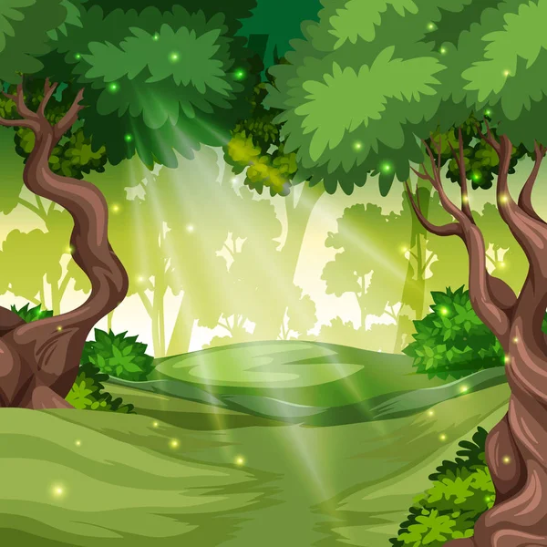 緑の森の背景イラスト — ストックベクタ