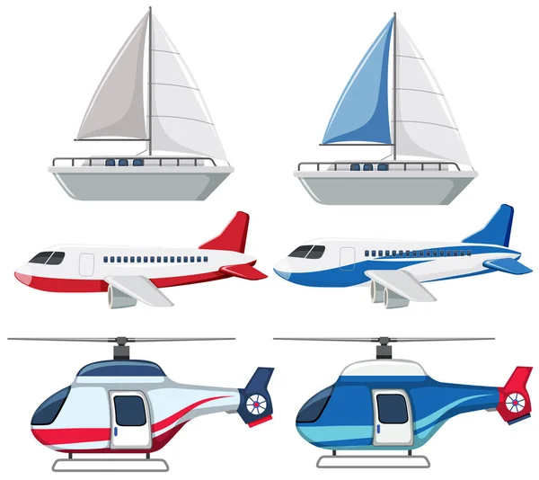 Set Transportasi Pada Ilustrasi Latar Belakang Putih - Stok Vektor