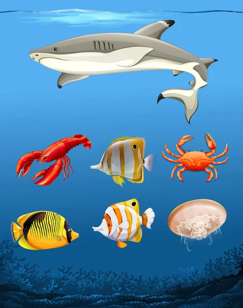 Viele Fische Unter Wasser Thema Illustration — Stockvektor