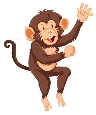 Beyaz arka plan illüstrasyon bir maymun karakter