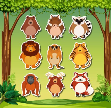 Wils hayvan etiket resimde kümesi