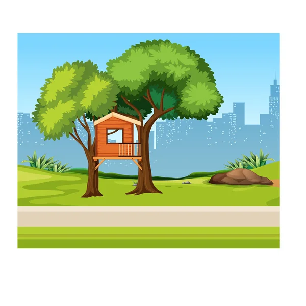 Tree House Park Illustration — Stock Vector