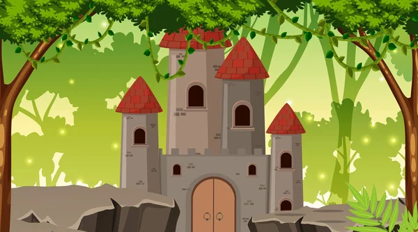 Eine Burg Wald Illustration — Stockvektor