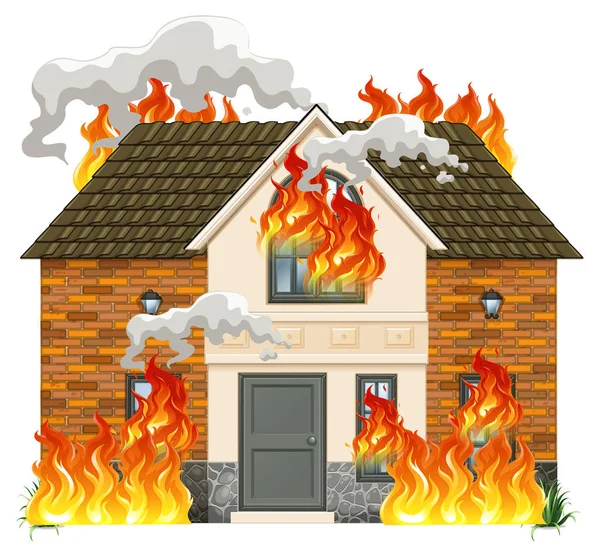 Nowoczesny Dom Ogień Ilustracja — Wektor stockowy