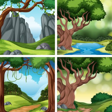 Doğa sahneleri resimde kümesi