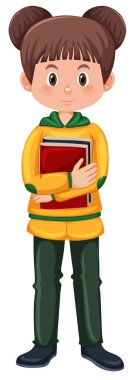 Kitap illüstrasyon tutan genç esmer kız