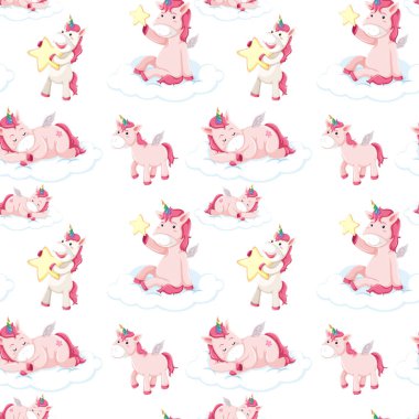 Pembe tek boynuzlu at şekil seamless modeli