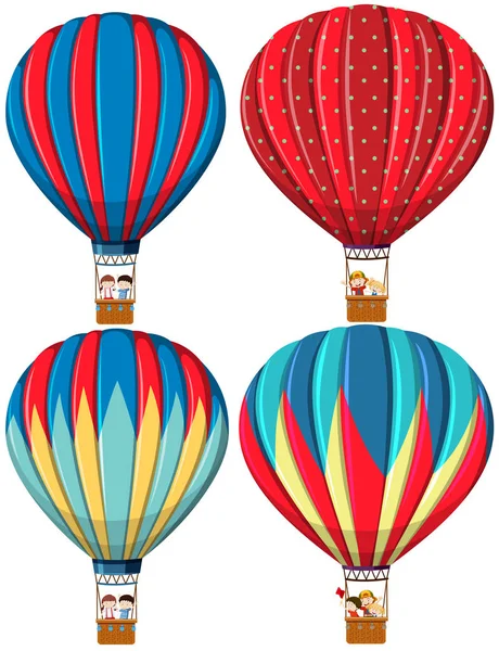 Verzameling Van Hete Lucht Ballonnen Illustratie — Stockvector