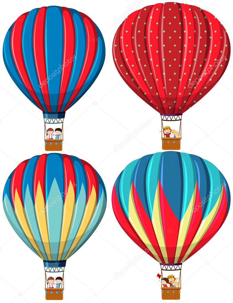 Set of hot air balloons illustration
