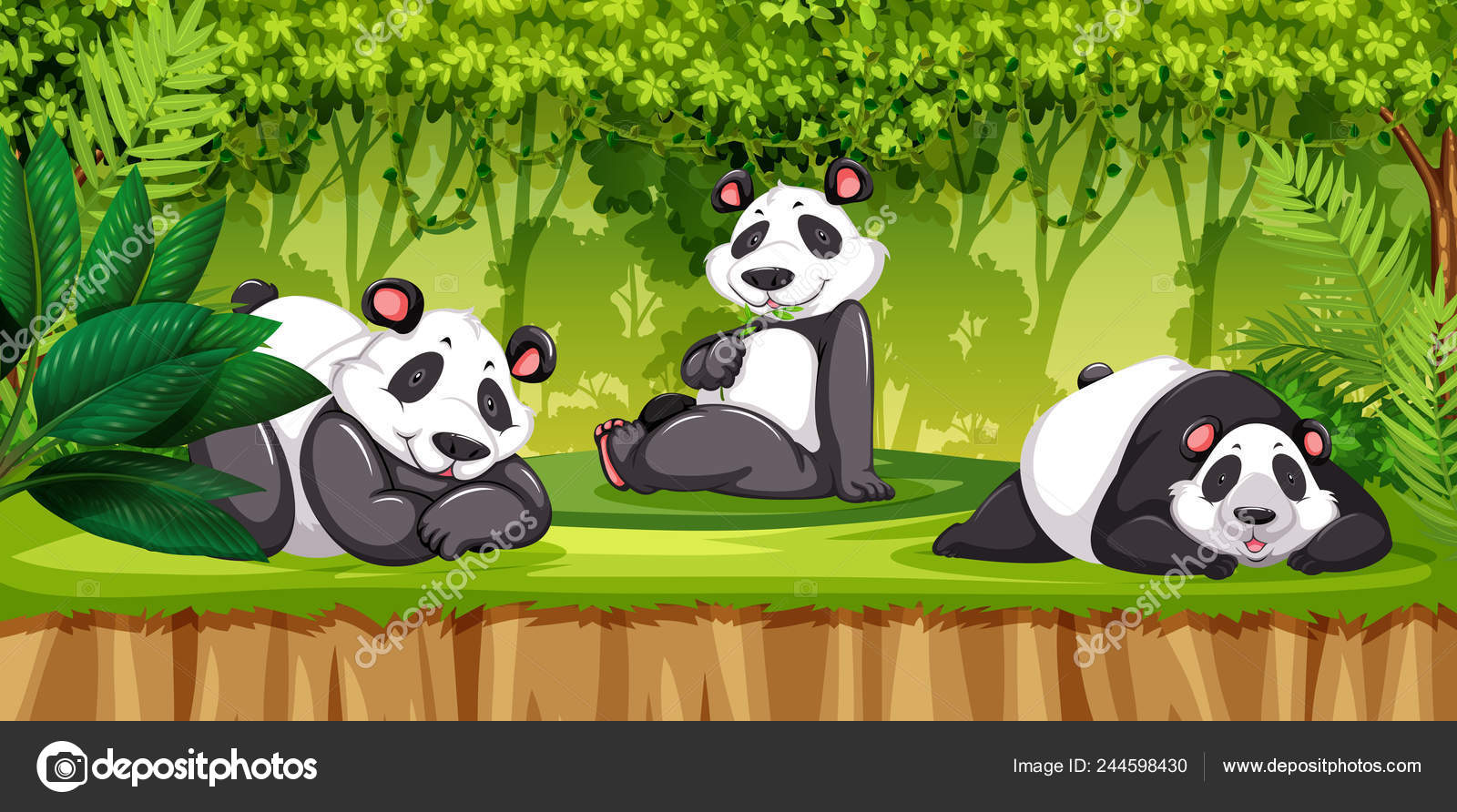 Panda Dos Desenhos Animados No Bambu Da Selva Ilustração do Vetor -  Ilustração de sorriso, bambu: 56096738