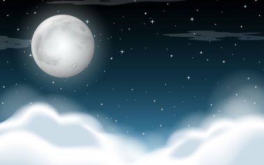 Bir bulutlu gökyüzü gece illüstrasyon