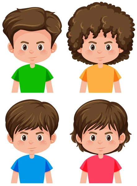 Çocuk Farklı Saç Modeli Resimde Kümesi — Stok Vektör